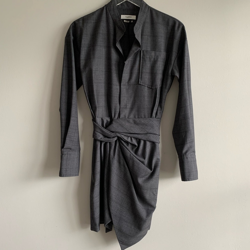 Isabel Marant Nolla Grey Knotted dress virgin wool - Picture 12 of 16